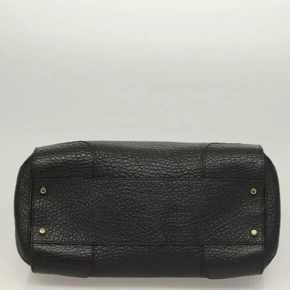 BURBERRY Hand Bag Leather 2way Black Gold Auth mr1365 - Picture 6 of 16